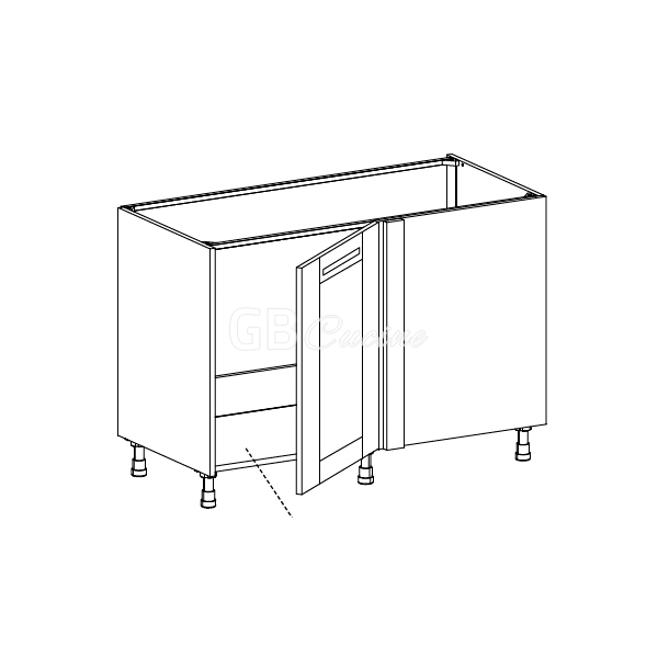 Meuble Bas sous evier angle droit,  1 porte de 60  charnières à droite