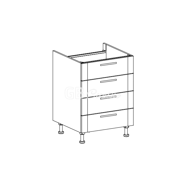 Meuble Bas, plaque de cuisson,  4 tiroirs