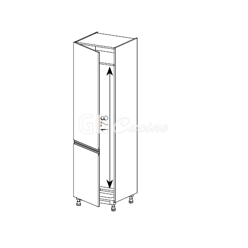 Meuble Colonne, réfrigérateur,  2 portes charnières à gauche, 1 étagère