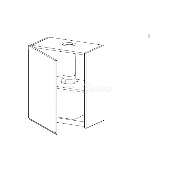 Meuble Haut  hotte à intégrer,  1 porte charnières à gauche, 1 étagère