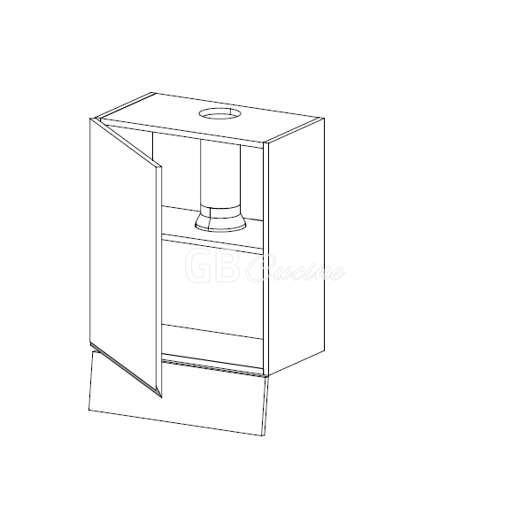 Meuble Haut  hotte à intégrer,  1 porte charnières à gauche, 1 étagère