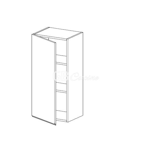 Meuble Haut,  1 porte charnières à gauche, 2 étagères