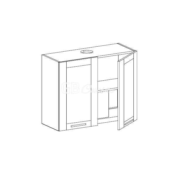 Meuble Haut  hotte à intégrer,  2 portes, 1 étagère