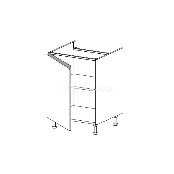 Meuble Bas, plaque de cuisson,  1 porte charnières à gauche, 1 étagère