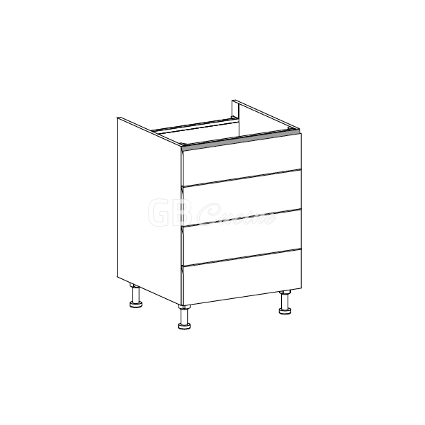Meuble Bas, plaque de cuisson,  4 tiroirs