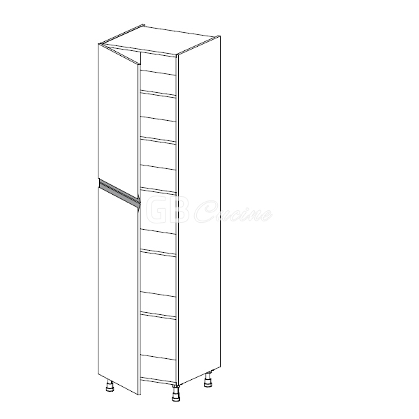 Meuble Colonne  rangement,  2 portes charnières à gauche, 5 étagères