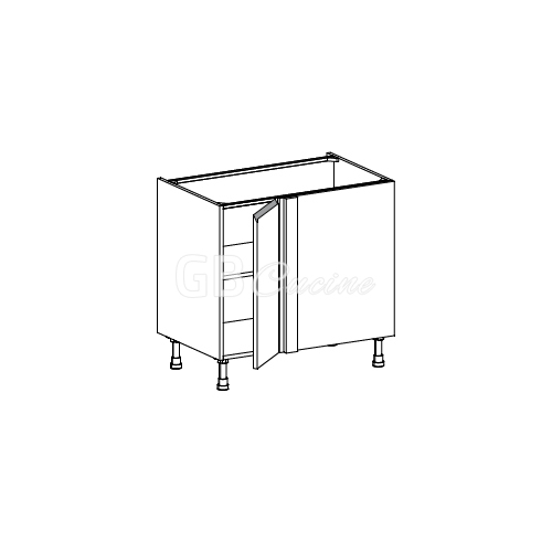 Meuble Bas angle droit,  1 porte de 30  charnières à droite, 1 étagère