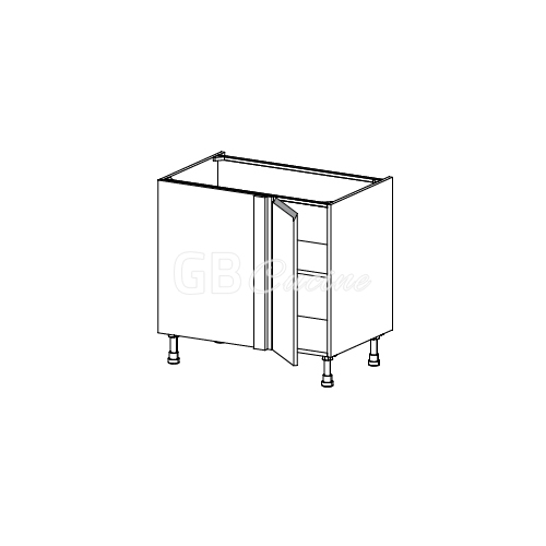 Meuble Bas angle gauche,  1 porte de 30  charnières à gauche, 1 étagère