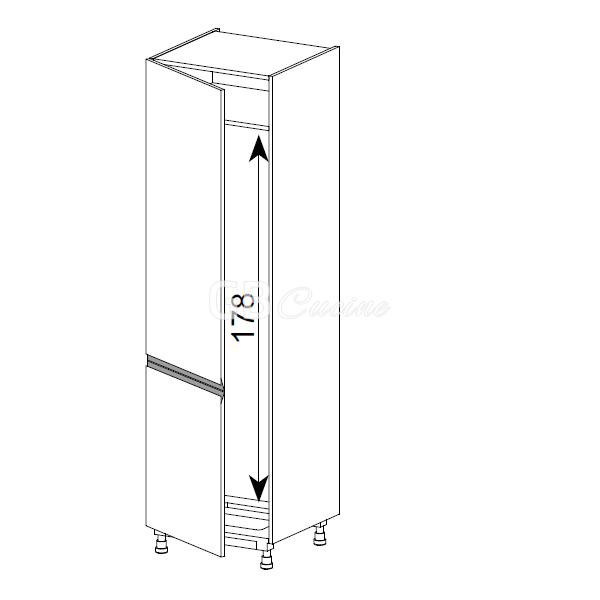 Meuble Colonne, réfrigérateur,  2 portes charnières à gauche, 1 étagère
