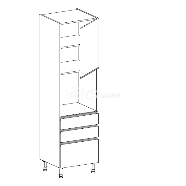 Meuble Colonne four simple,  1 porte charnières à droite 2 tiroirs 1 coffre, 1 étagère