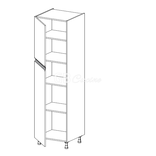 Meuble Colonne  rangement,  2 portes charnières à gauche, 4 étagères