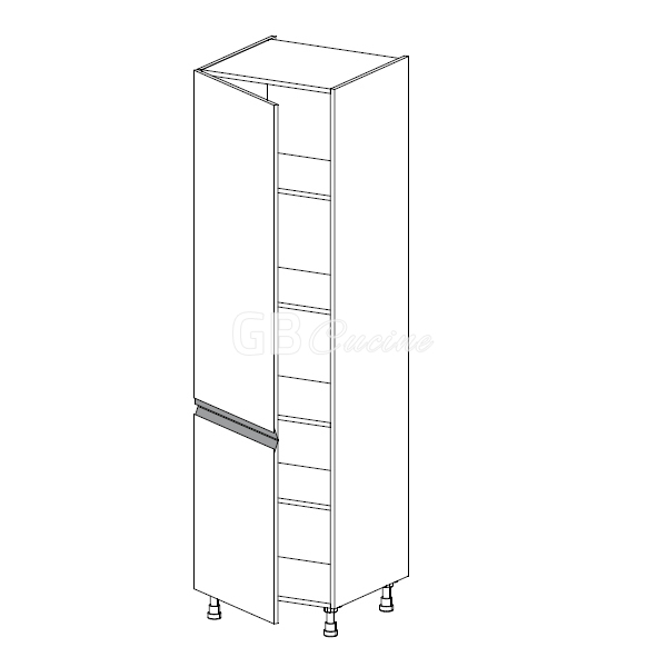 Meuble Colonne  rangement,  2 portes charnières à gauche, 4 étagères
