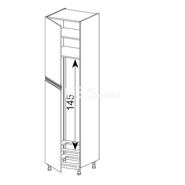 Meuble Colonne, réfrigérateur,  2 portes charnières à gauche, 1 étagère
