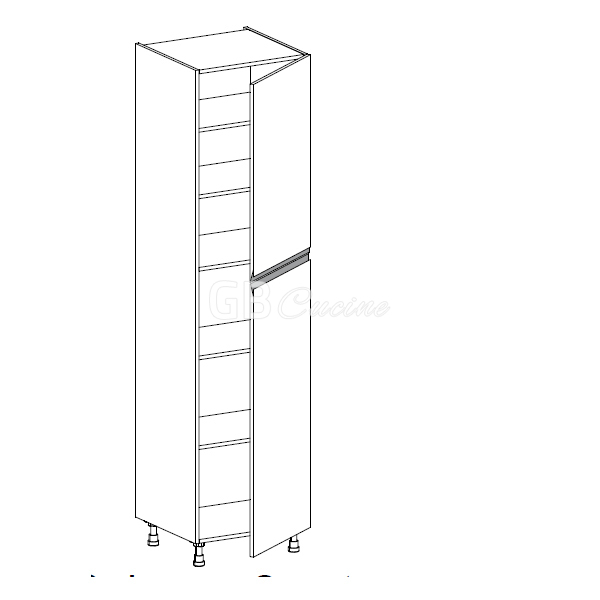 Meuble Colonne  rangement,  2 portes charnières à droite, 5 étagères