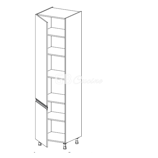 Meuble Colonne  rangement,  2 portes charnières à gauche, 5 étagères