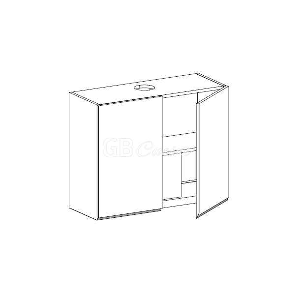 Meuble Haut  hotte à intégrer,  2 portes, 1 étagère