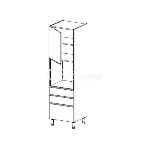 Meuble Colonne four simple,  1 porte charnières à gauche 2 tiroirs 1 coffre, 1 étagère