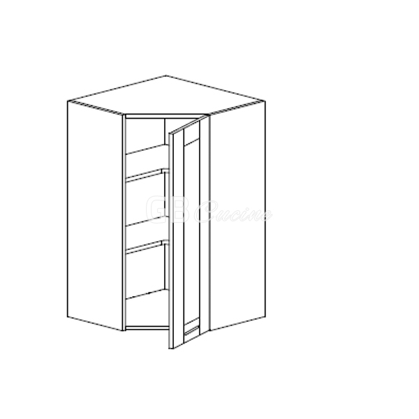 Meuble Haut angle droit,  2 portes charnières à droite, 2 étagères