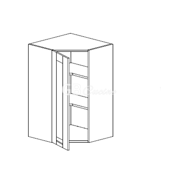 Meuble Haut angle gauche,  2 portes charnières à gauche, 2 étagères