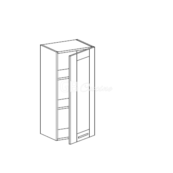 Meuble Haut,  1 porte charnières à droite, 2 étagères