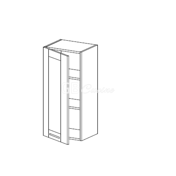 Meuble Haut,  1 porte charnières à gauche, 2 étagères