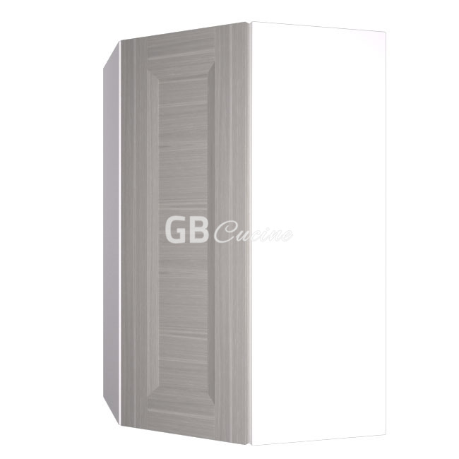 Meuble Haut angle gauche,  2 portes charnières à gauche, 2 étagères