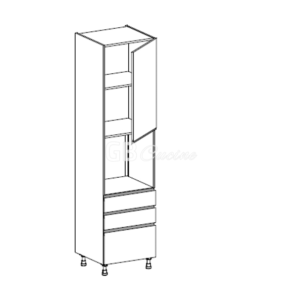 Meuble Colonne four simple,  1 porte charnières à droite 2 tiroirs 1 coffre, 1 étagère