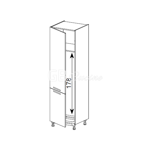 Meuble Colonne, réfrigérateur,  2 portes charnières à gauche, 1 étagère