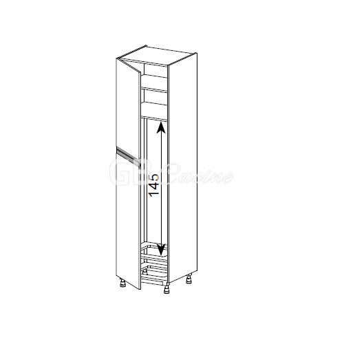 Meuble Colonne, réfrigérateur,  2 portes charnières à gauche, 1 étagère