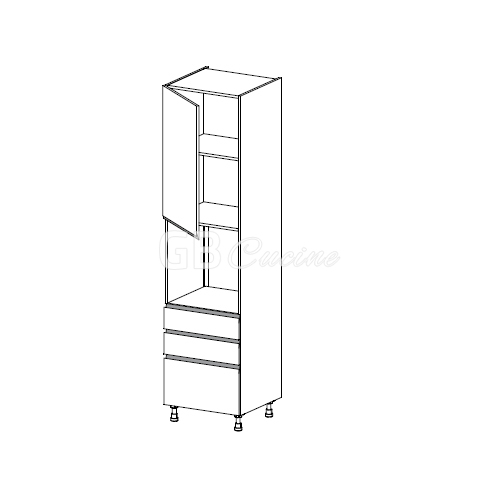 Meuble Colonne four simple,  1 porte charnières à gauche 2 tiroirs 1 coffre, 1 étagère