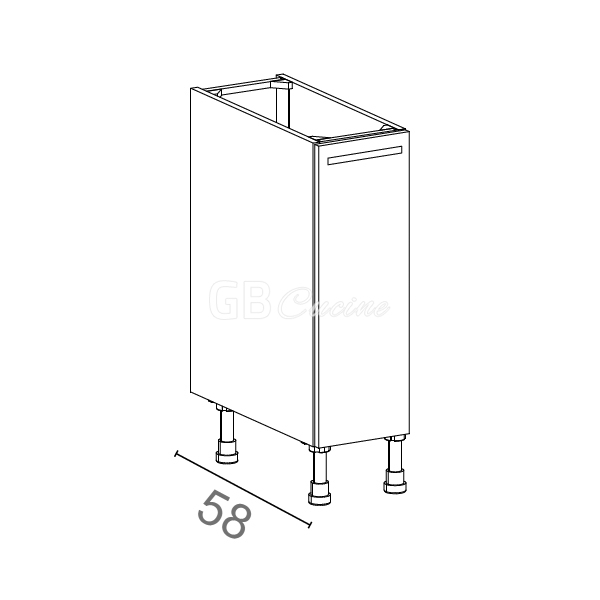 Meuble Bas,  1 porte avec coulissant bouteilles