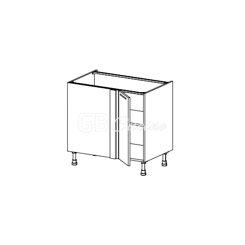 Meuble Bas angle gauche,  1 porte de 30  charnières à gauche, 1 étagère