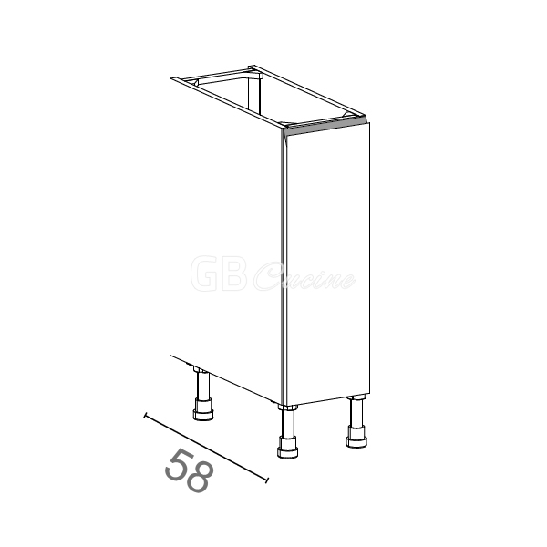 Meuble Bas,  1 porte avec coulissant bouteilles