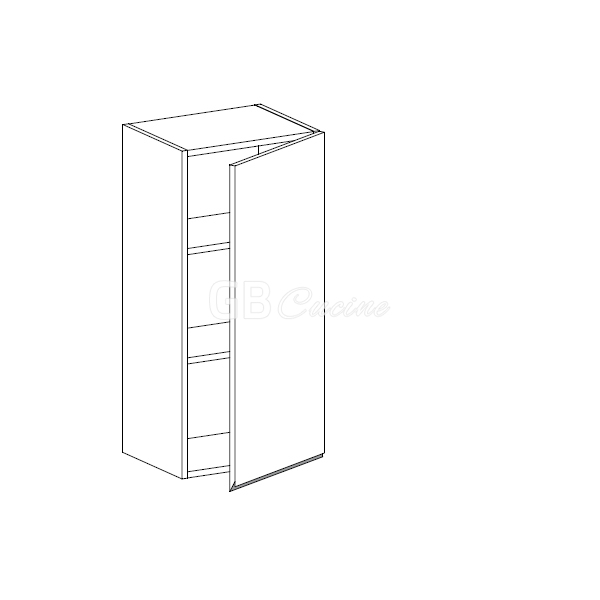 Meuble Haut,  1 porte charnières à droite, 2 étagères