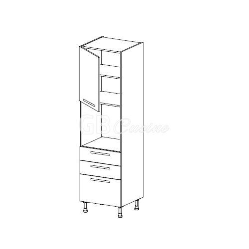 Meuble Colonne four simple,  1 porte charnières à gauche 2 tiroirs 1 coffre, 1 étagère