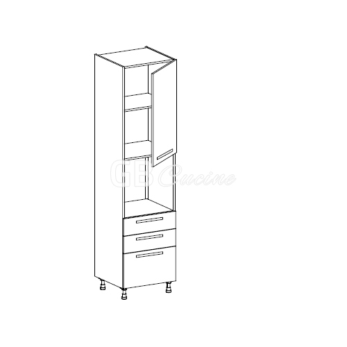 Meuble Colonne four simple,  1 porte charnières à droite 2 tiroirs 1 coffre, 1 étagère