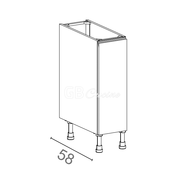 Meuble Bas,  1 porte avec coulissant bouteilles