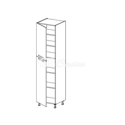Meuble Colonne  rangement,  2 portes charnières à gauche, 5 étagères