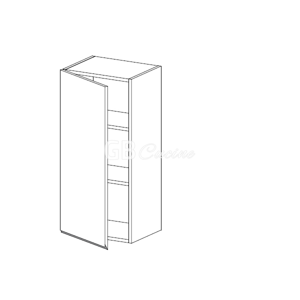 Meuble Haut,  1 porte charnières à gauche, 2 étagères