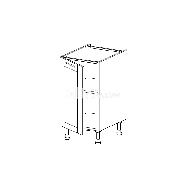 Meuble Bas,  1 porte charnières à gauche, 1 étagère